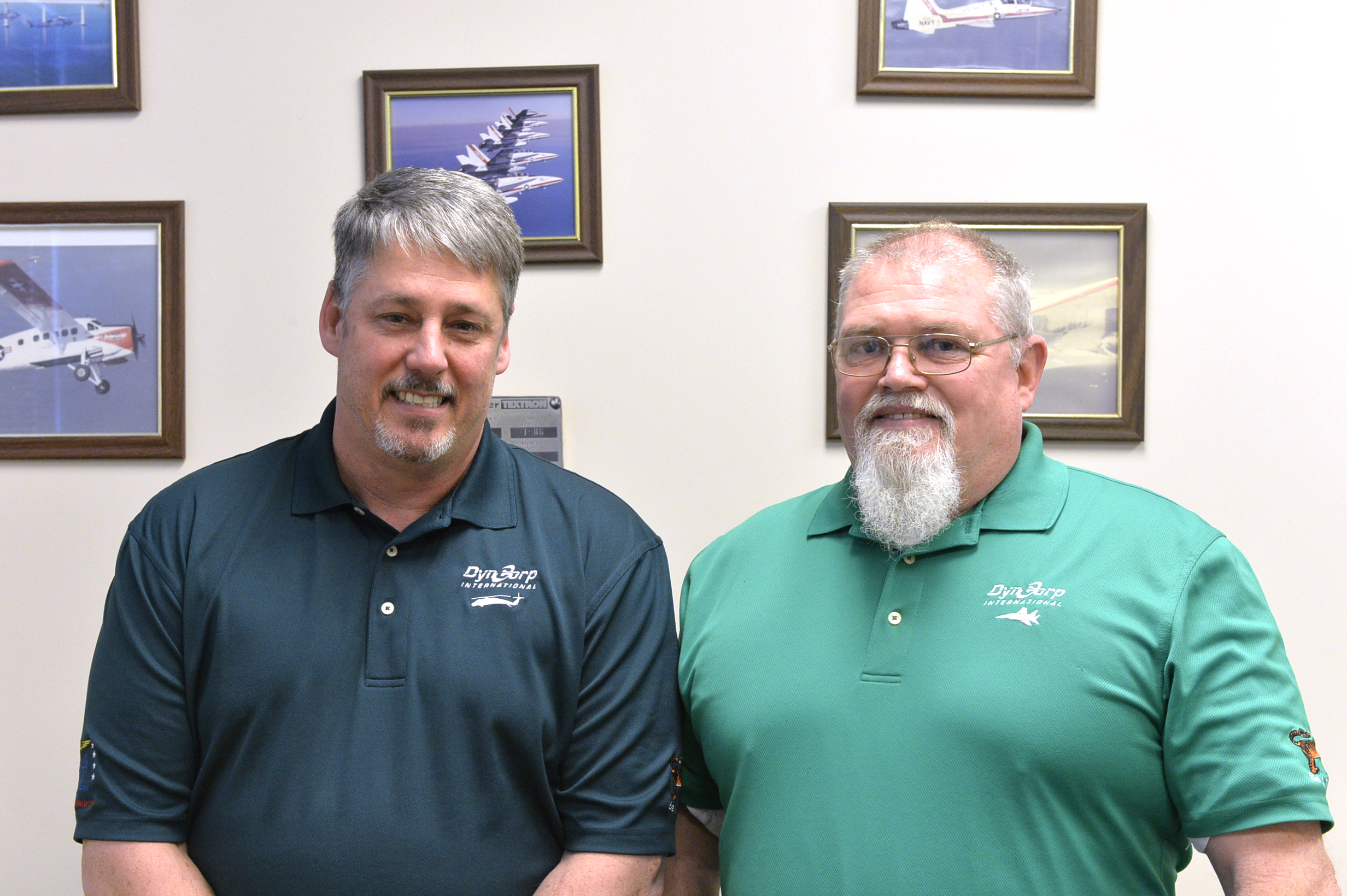 DynCorp quality assurance manager Keith Humphreys, left, and senior maintenance controller Roy Stolle spent two months ensuring that their aircraft and facilities were ready for the 2020 Aviation Maintenance Inspection.