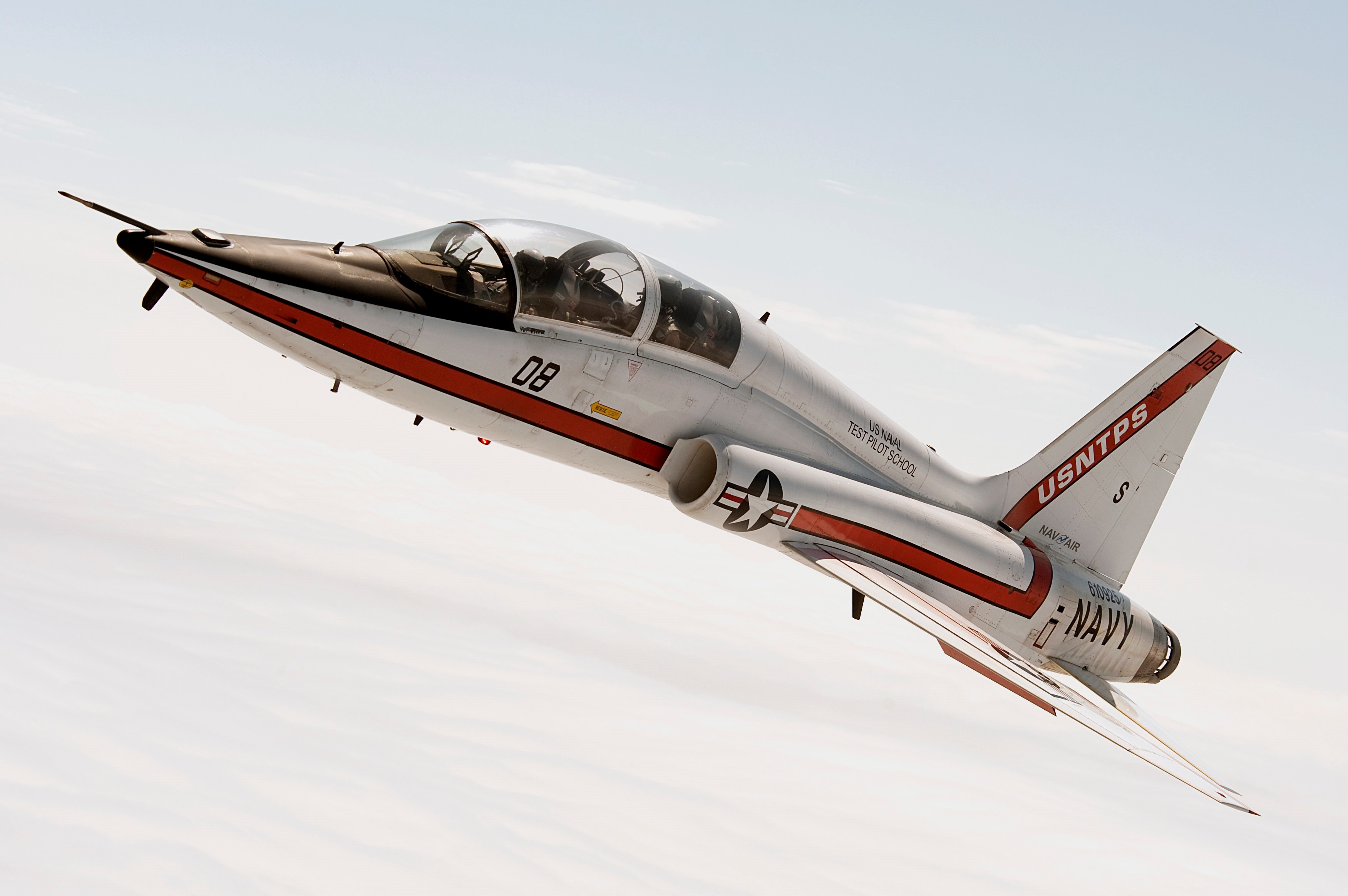 The U.S. Naval Test Pilot School operates 10 T-38 Talon twin-engined supersonic trainers as part of its fleet training test pilots from around the world.