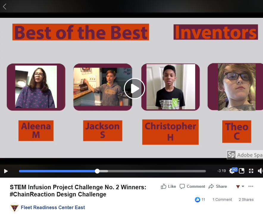 Screen shot of a video shows contest winners