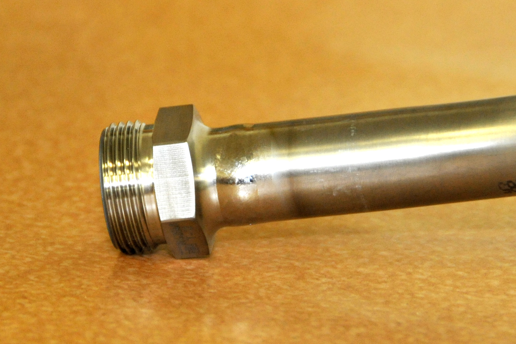 Completed orbital weld on titanium tube