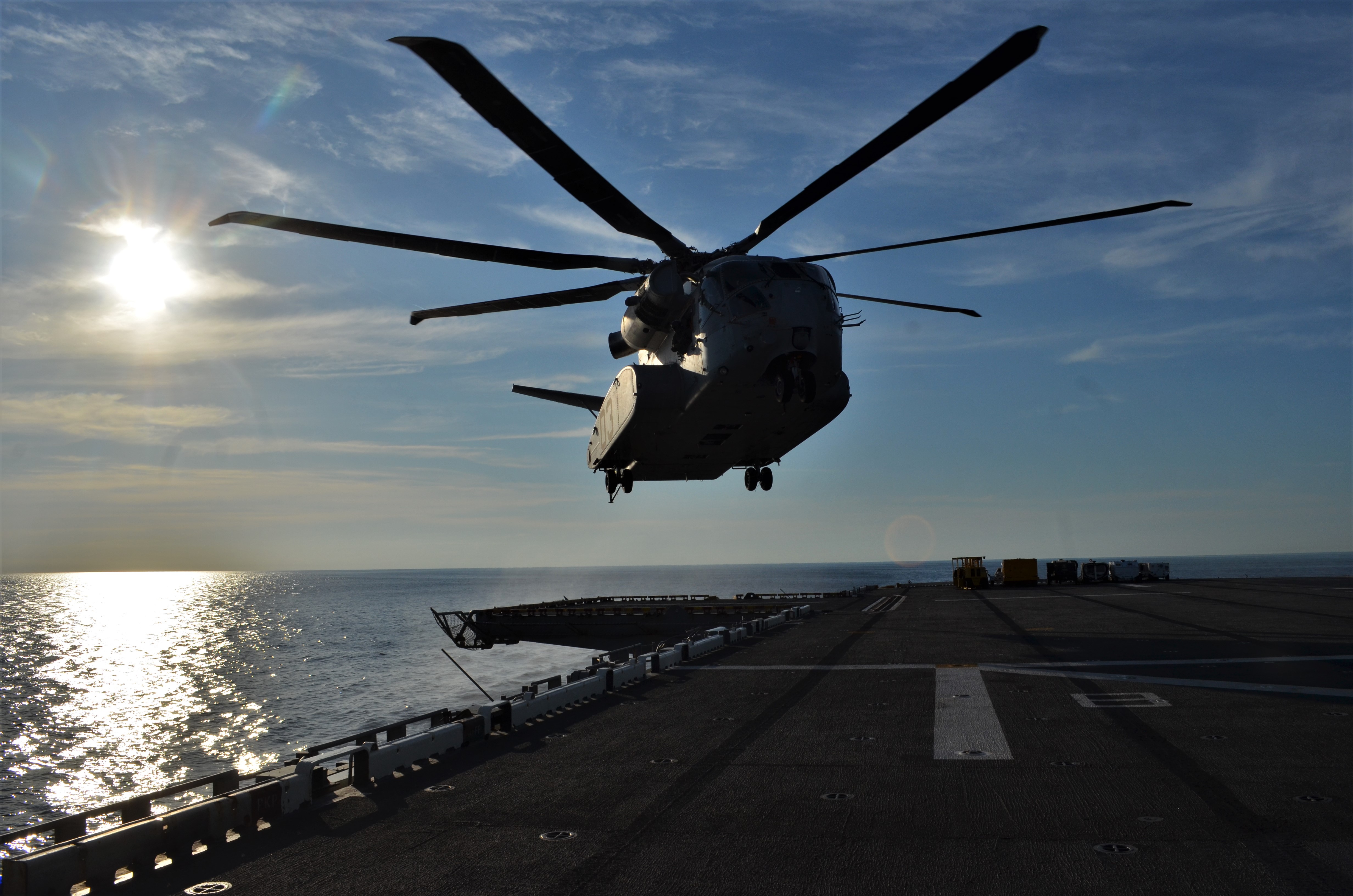A test team from Air Test and Evaluation Squadron (HX) 21 recently embarked on the USS Wasp (LHD 1) to conduct day and night launches and recoveries that helped establish the helicopter's performance envelope. (U.S. Navy photo)