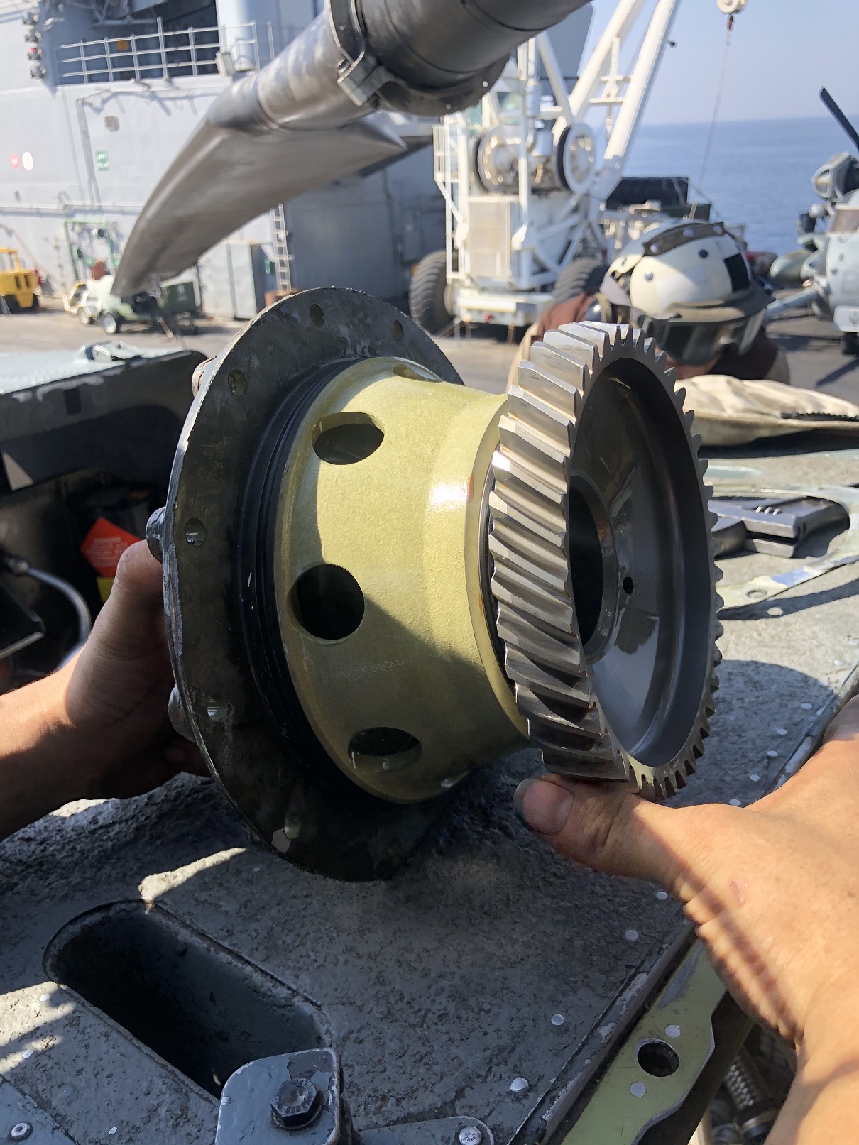 Close-up shot of accessory bevel drive gear