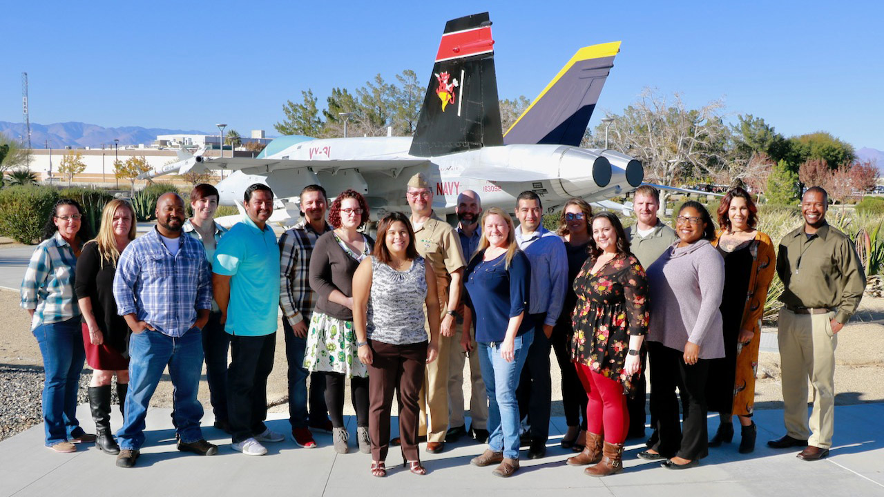 Cohort 20 Professional at all Levels leadership program graduates pose for a photo Nov. 18 in China Lake, California. (U.S. Navy photo by Paul Kakert)