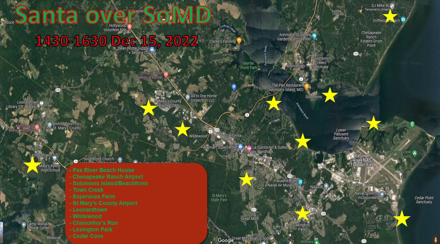 A map depicting Adm. Claus' pre-deployment reconnaissance mission ahead of an annual operation planned Dec. 24.