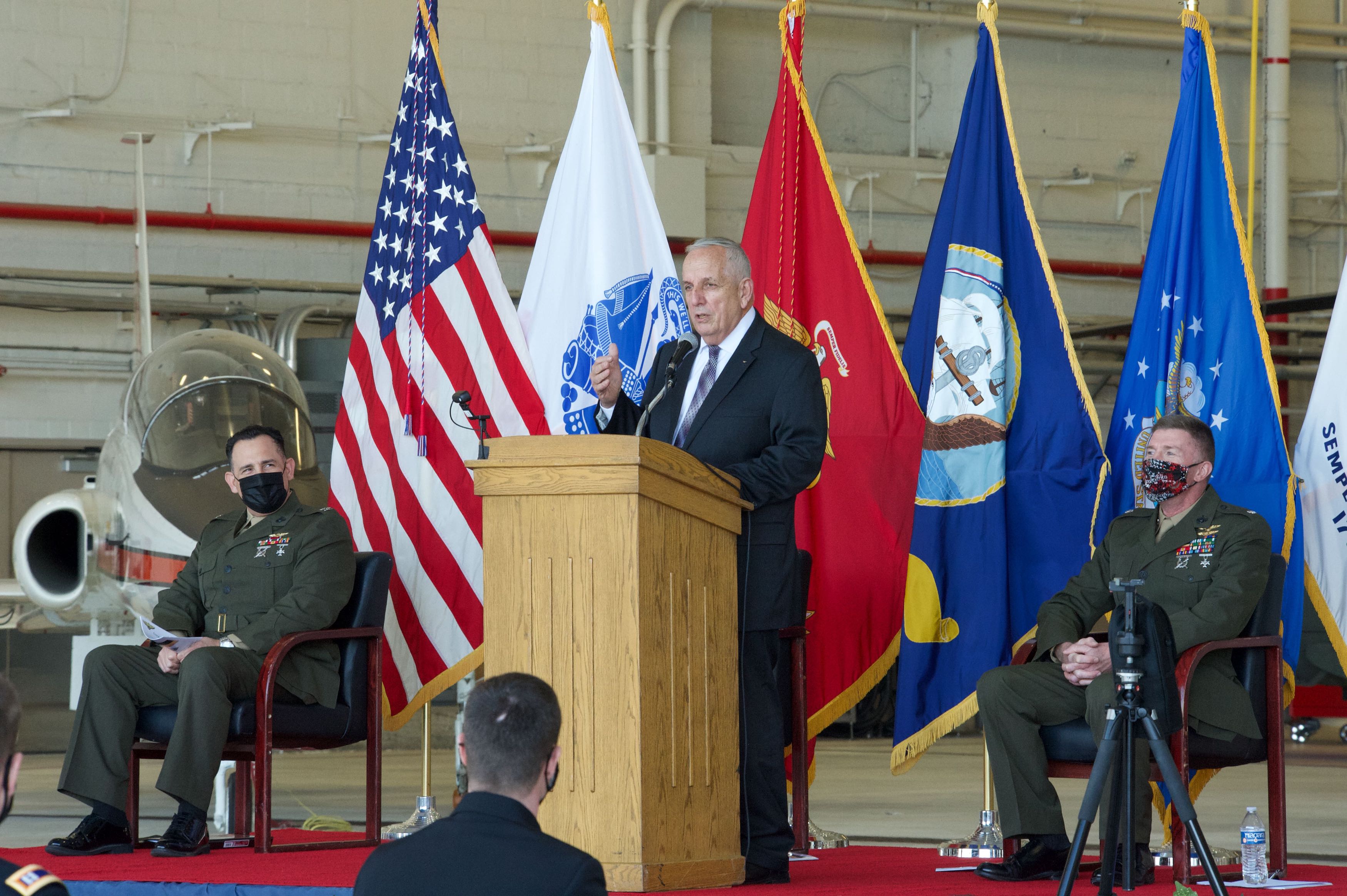 Retired Vice Adm. David Architzel delivers a keynote address.