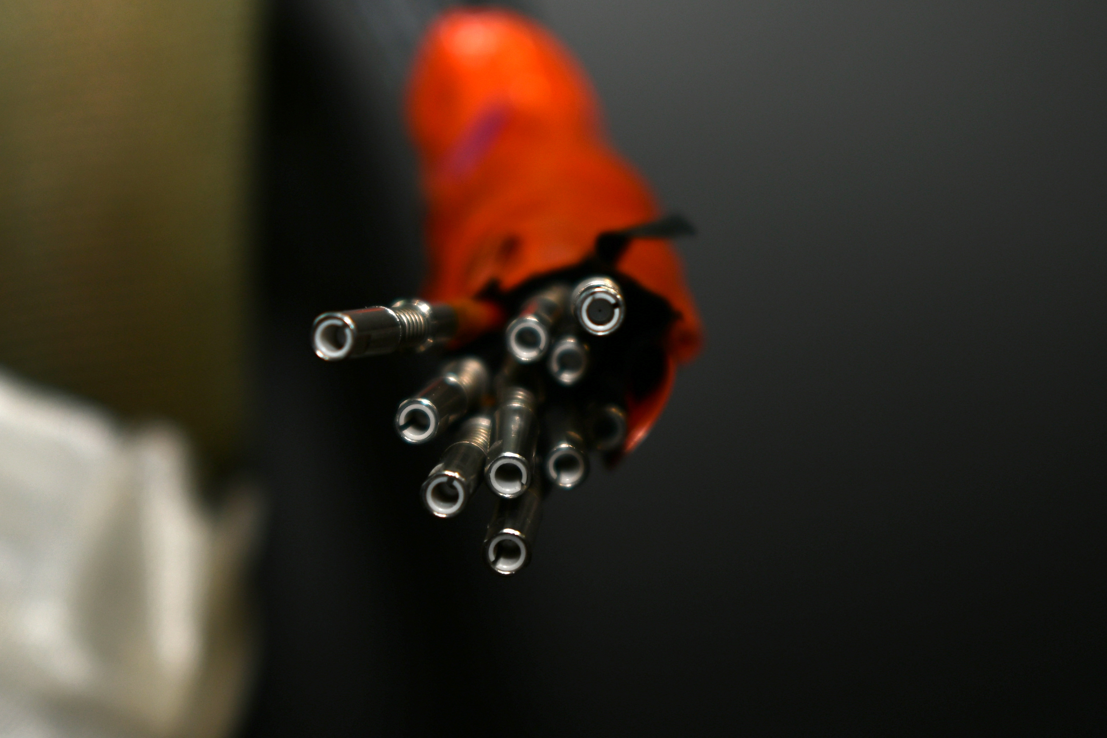 Close up of fiber optic cable