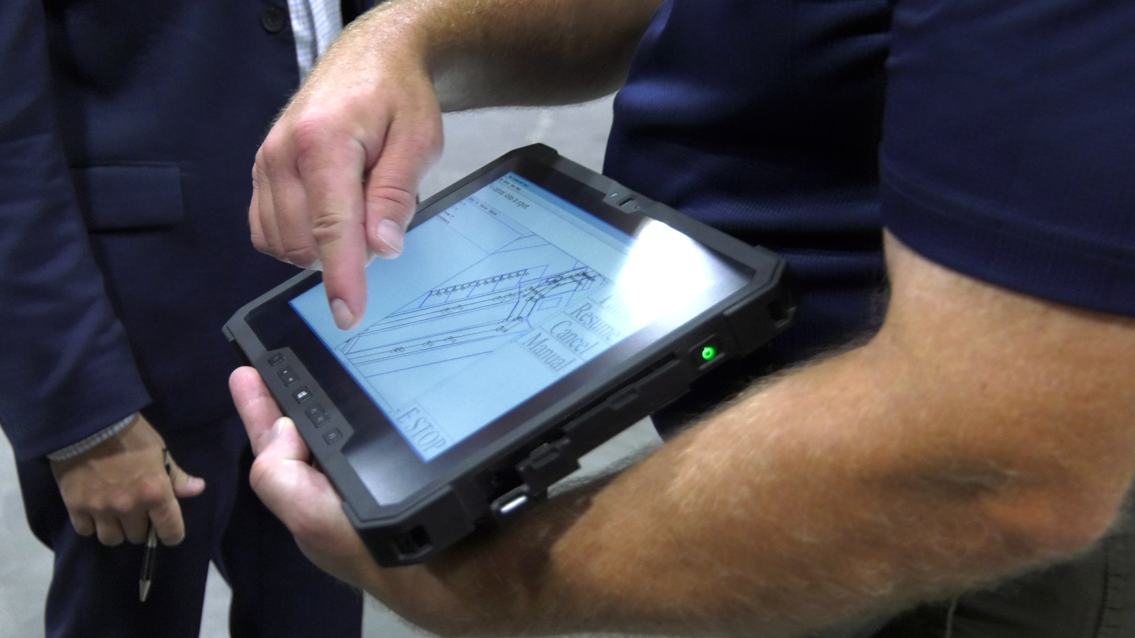Tablet displays forklift path