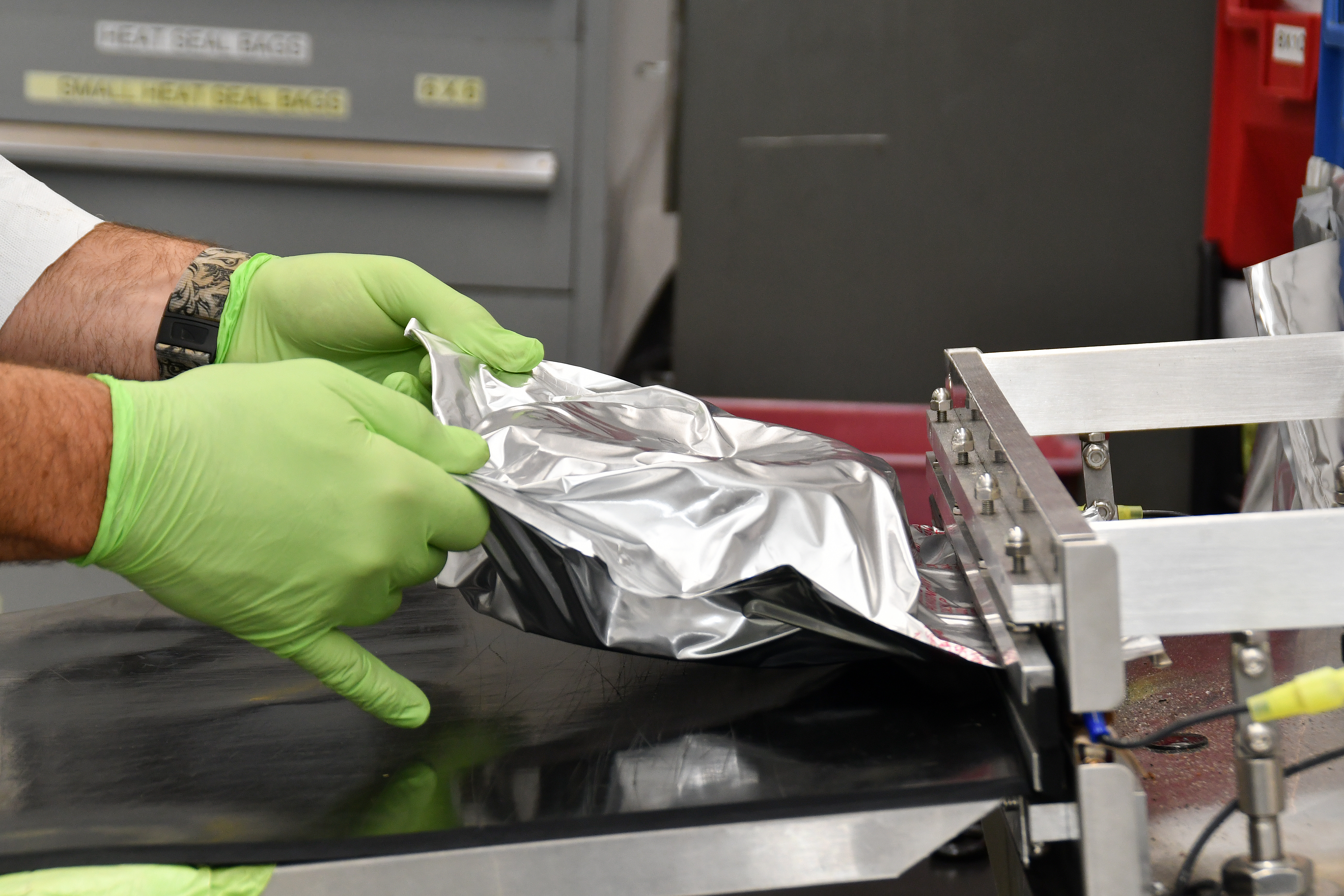 Bearings are sealed in air-tight bags inside the Fleet Readiness Center East (FRCE) Bearing Shop. Once bearings pass the various inspections and are certified by the artisans, they are lubricated, preserved and packaged. Once packaged, the bearings are utilized by other shops performing maintenance, overhaul and repair work within the depot. Some are sent out directly to the Fleet.