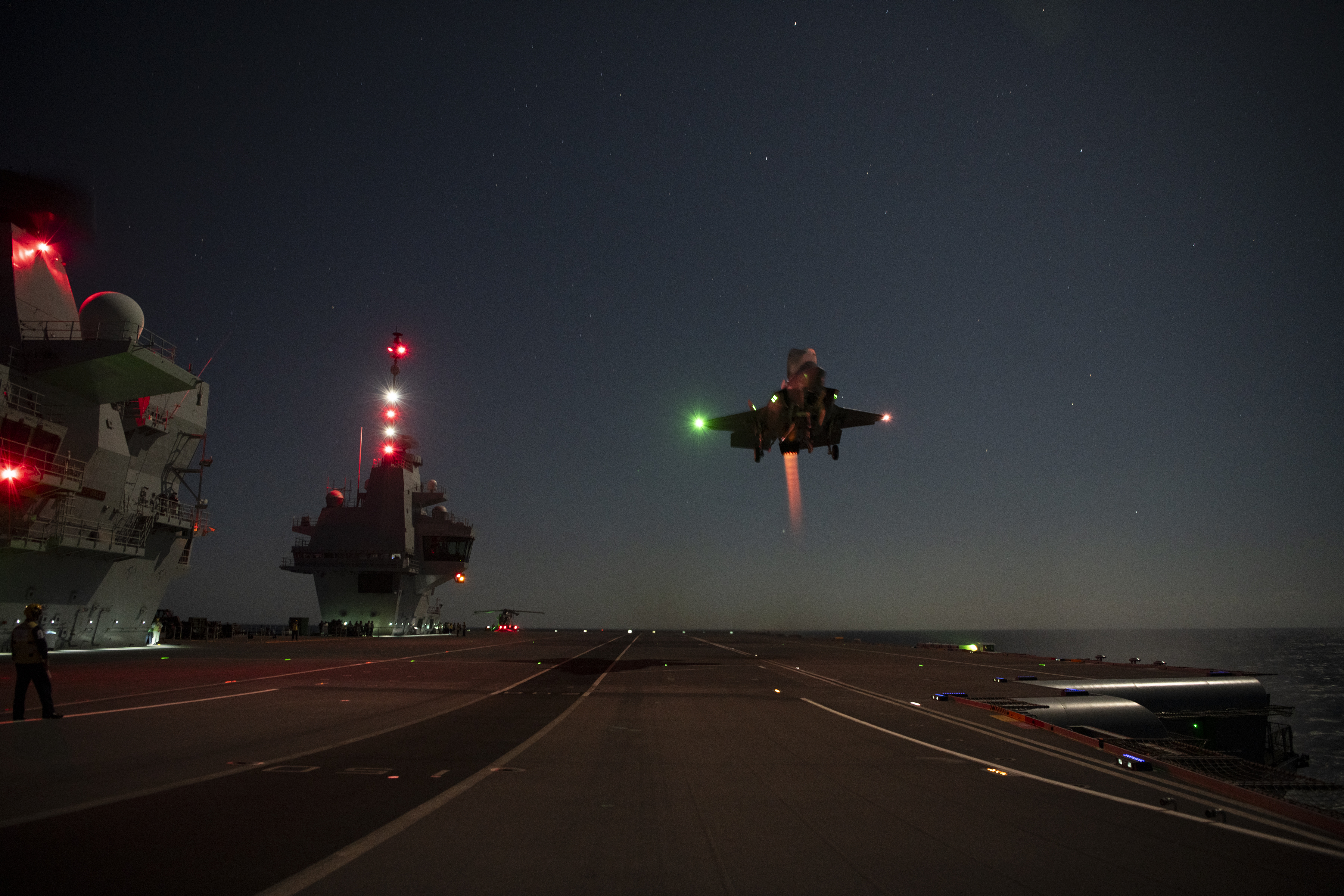 F-35B night vertical landing aboard U.K. HMS Prince of Wales (R09)