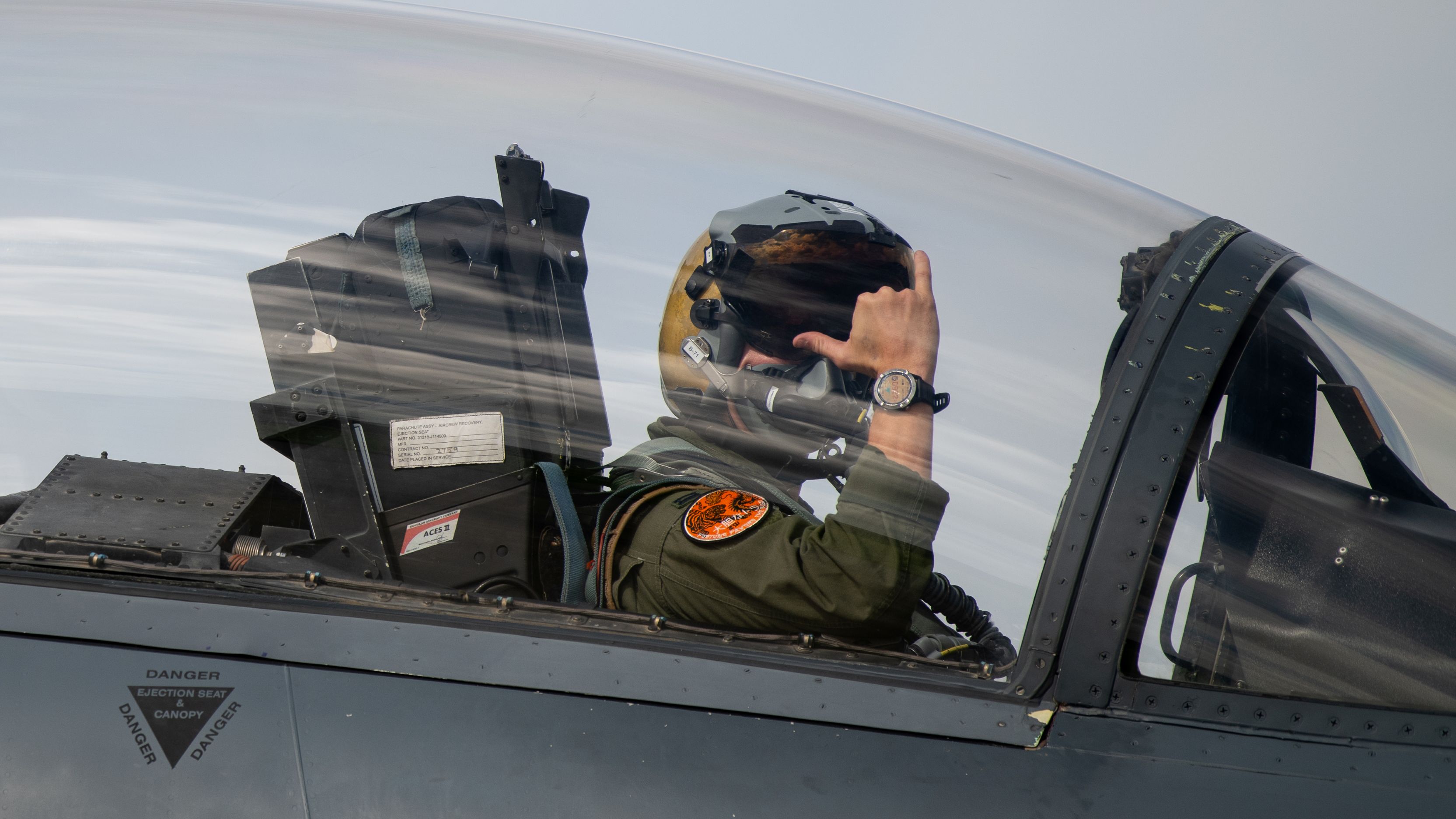 Air Force pilot in cockpit