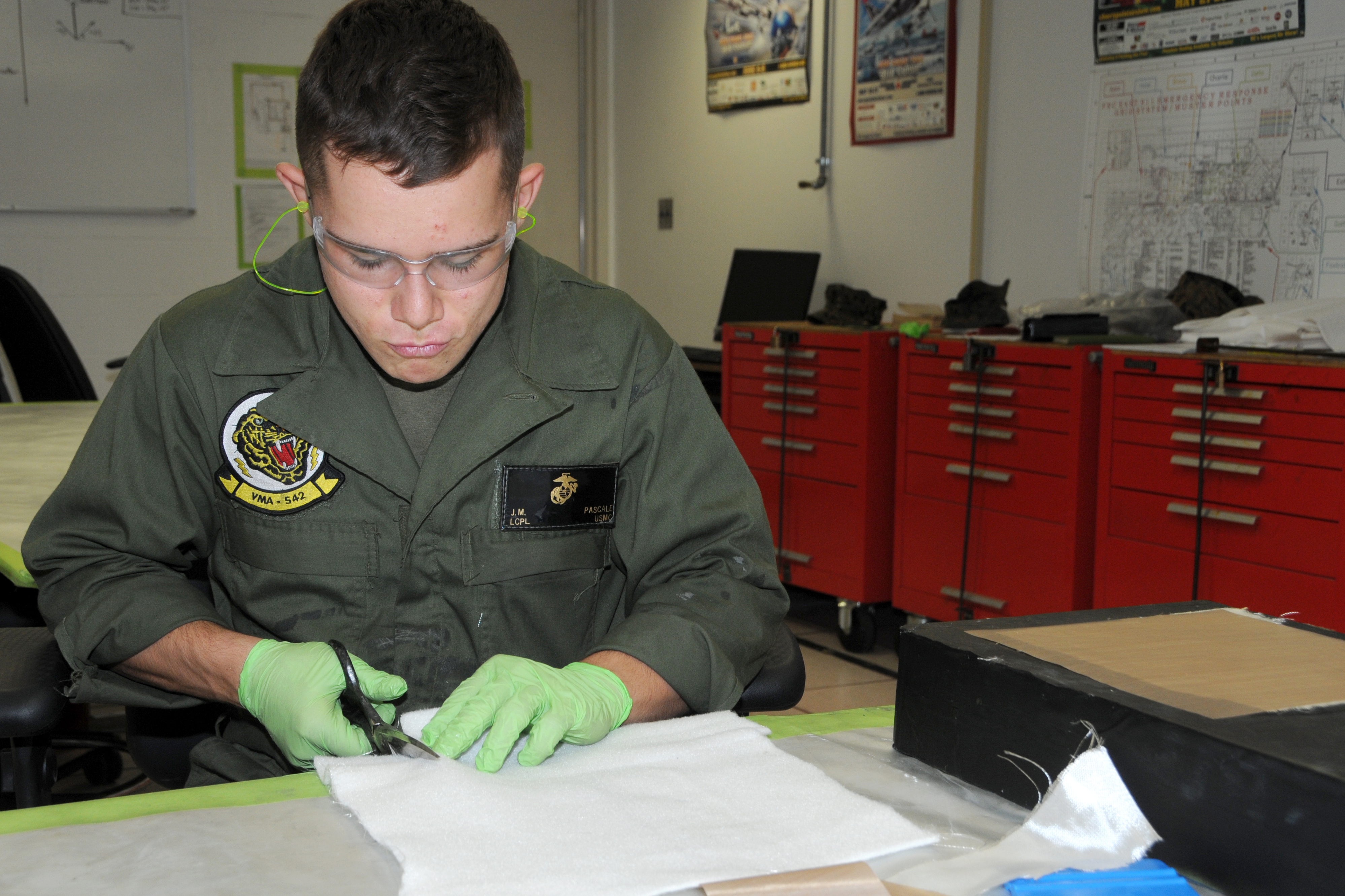 Marine cuts fabric component used in composite material repairs
