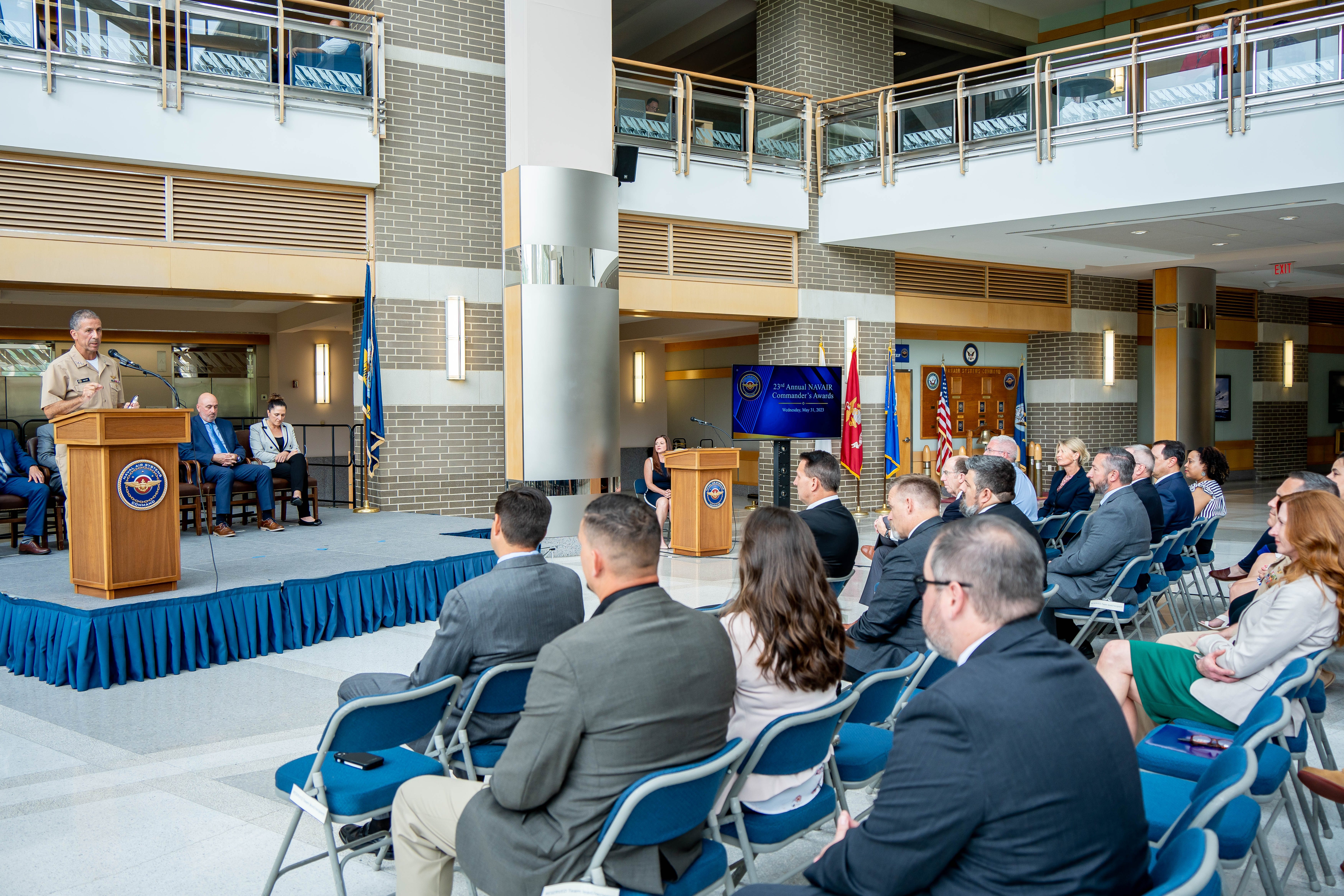 Vice. Adm. Carl Chebi, commander, NAVAIR, addressing the crowd