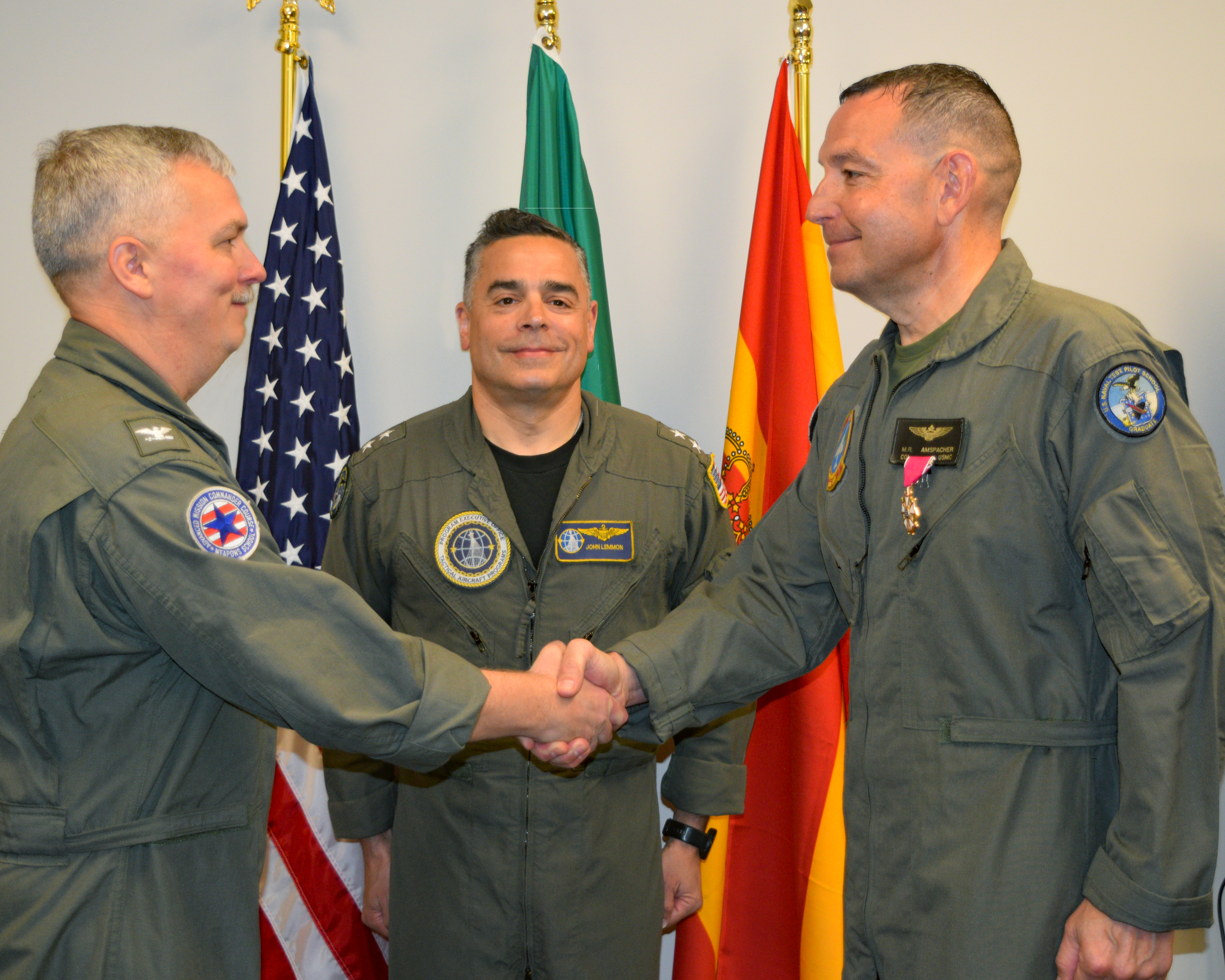 From left: Capt. Greg Sutton, Rear Adm. John Lemmon, Col. Mark Amspacher