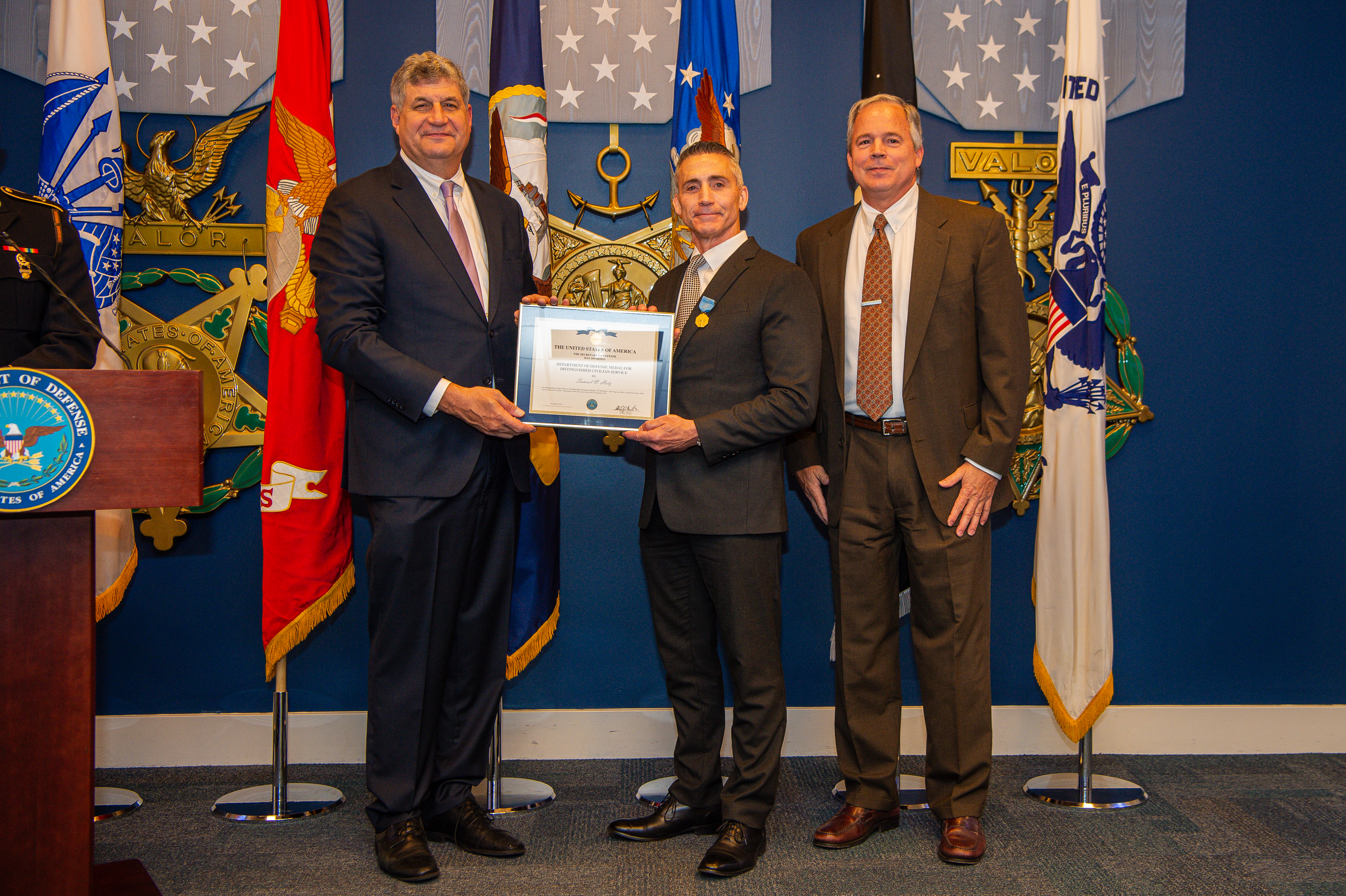 Assistant Secretary of the Air Force William LaPlante, Samuel Hotz and Principal Deputy Assistant Secretary (Manpower & Reserve Affairs) Robert Hogue pictured