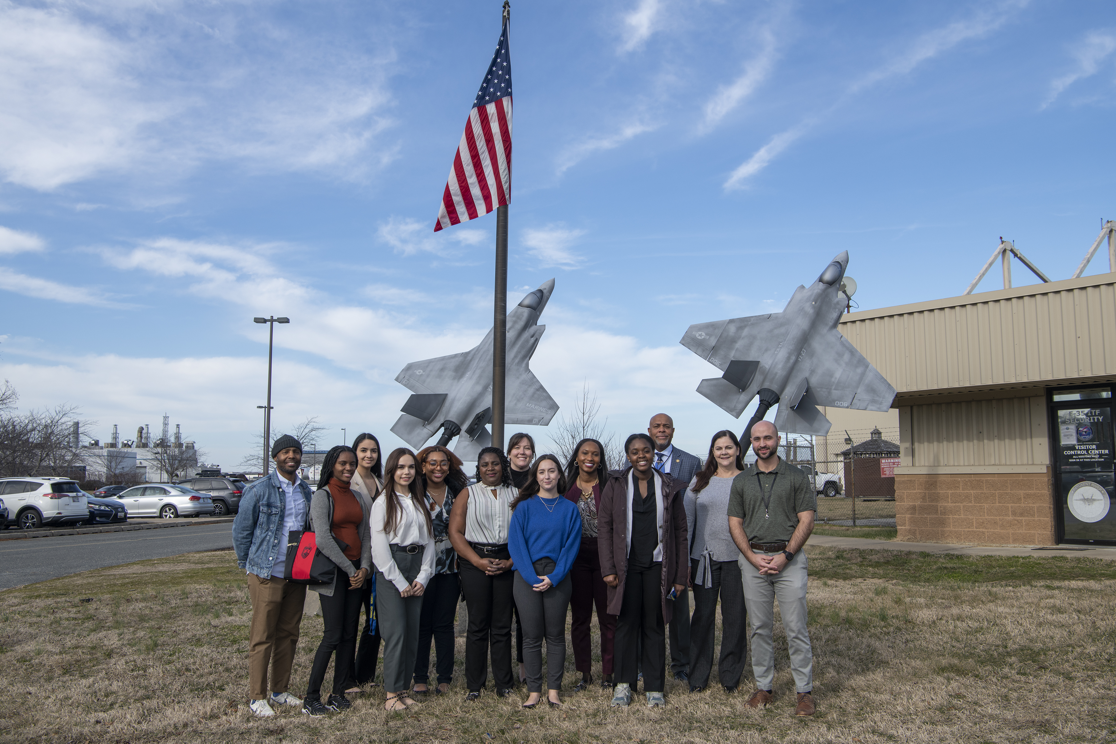 Group photo of Boys Hope Girls Hope tour of NAVAIR at Patuxent River, Maryland