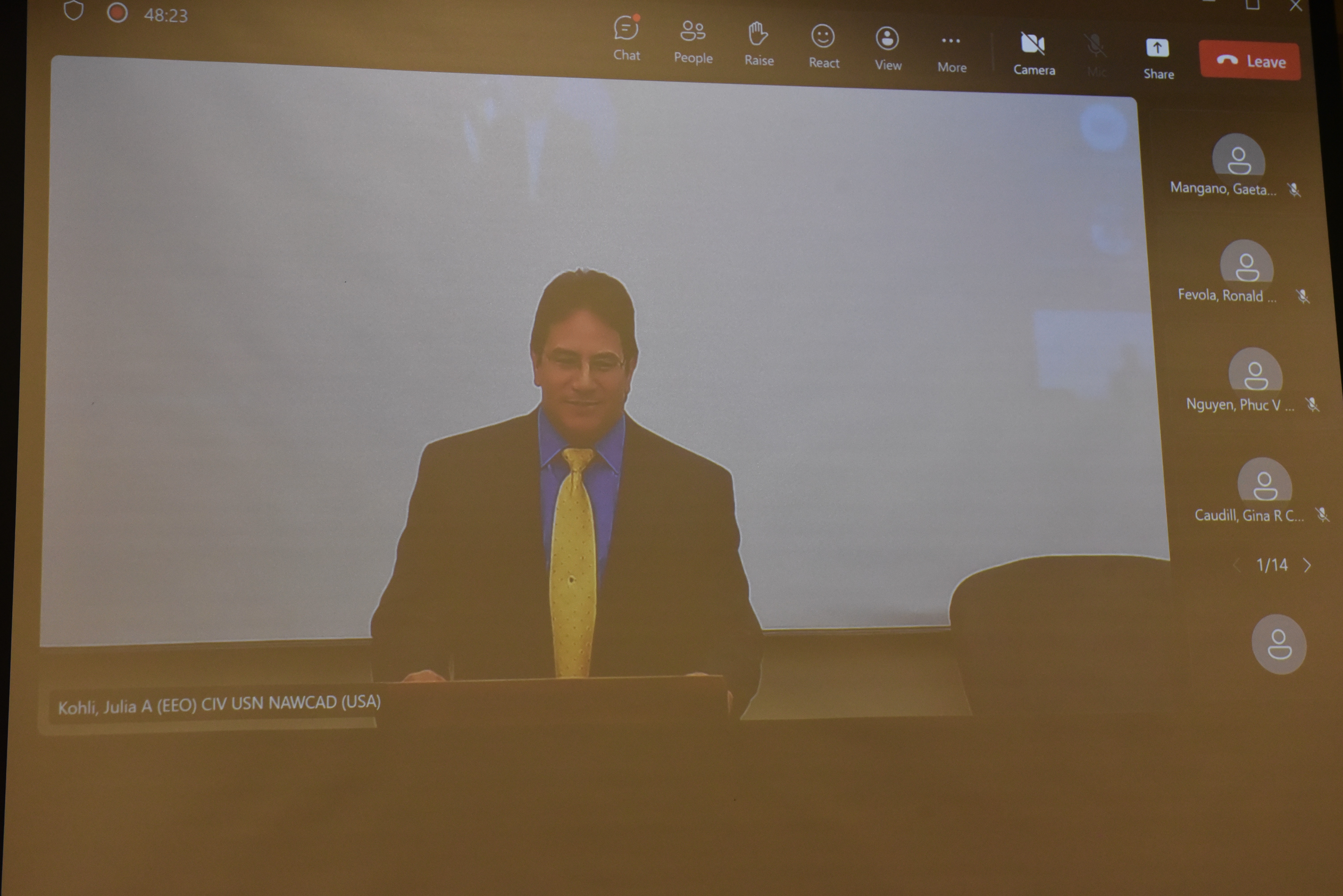 guest speaker Eliezer Sanchez, NAWCAD Lakehurst’s Support Equipment Test and Evaluation branch head pictured