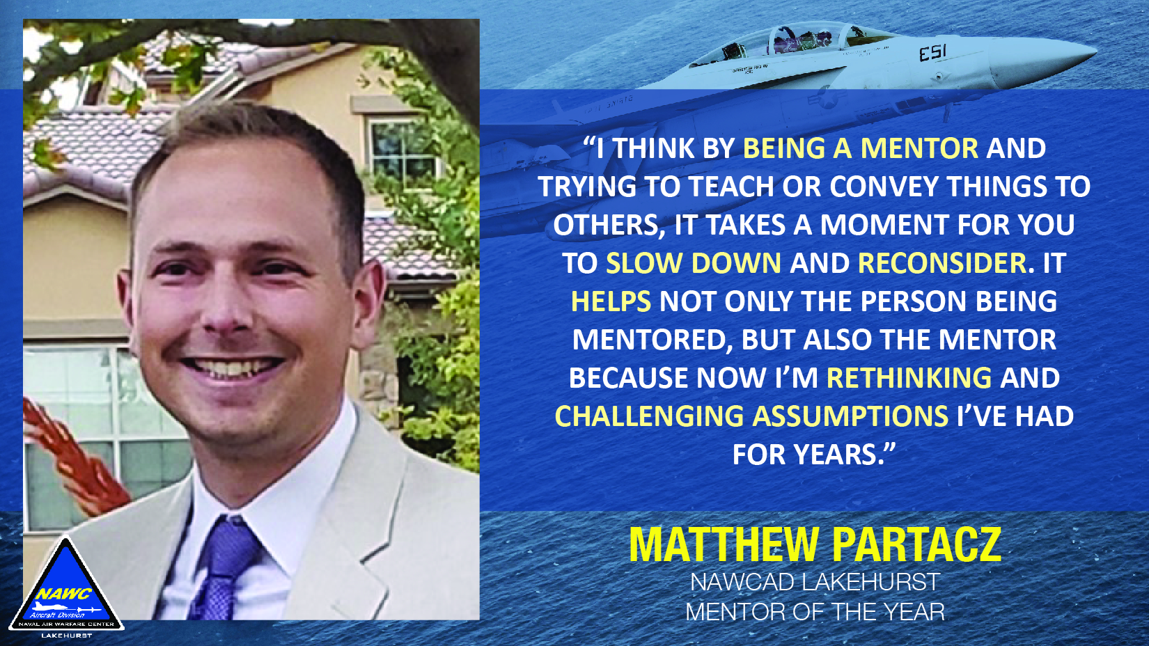 Photo and quote from Lakehurst's Mentor of the Year