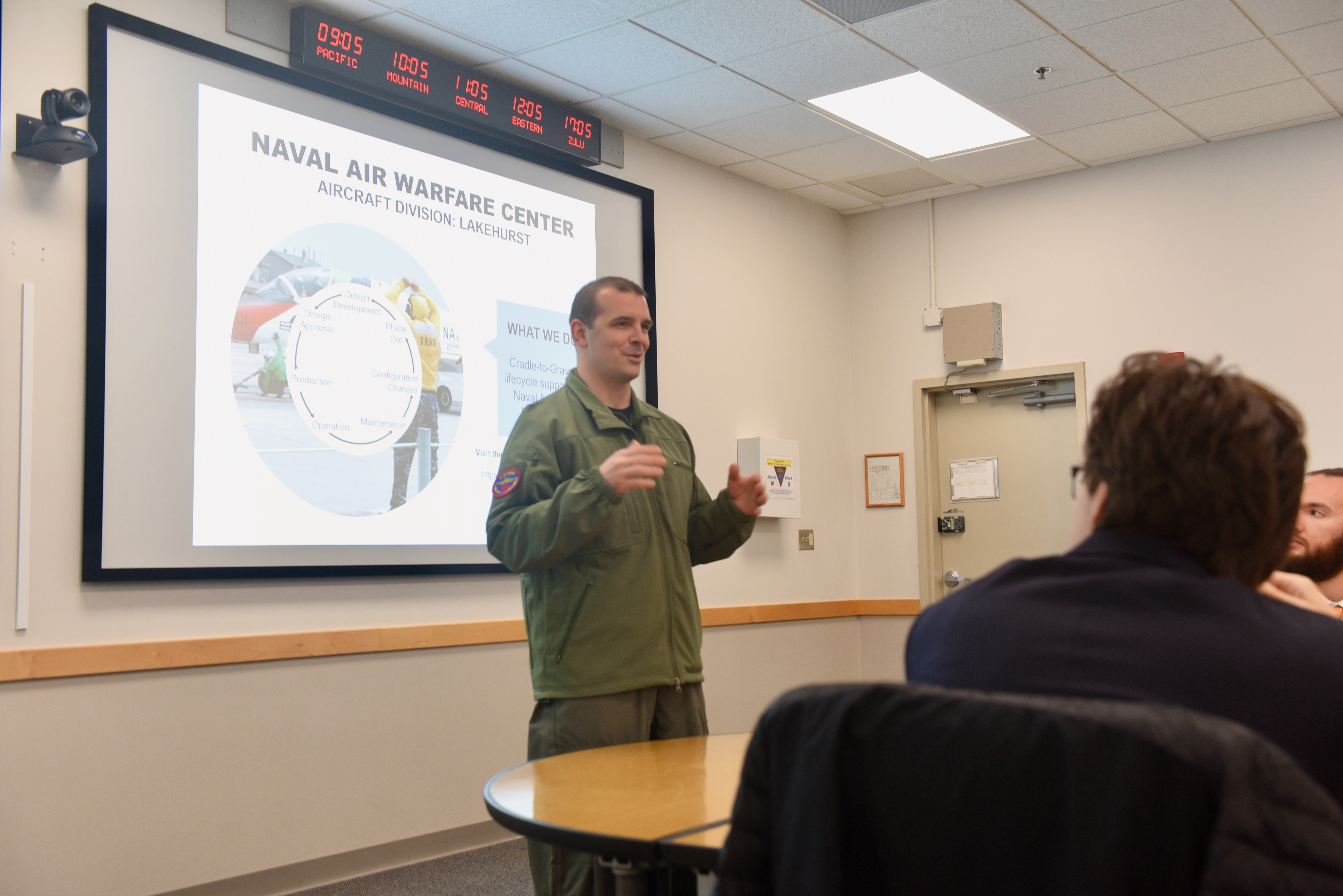 NAWCAD Lakehurst officer in charge speaks to potential employees