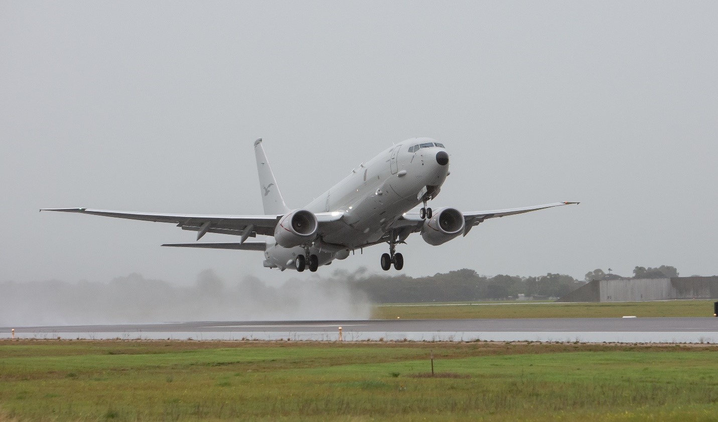 P-8 Poseidon takes off on a runway in Australia