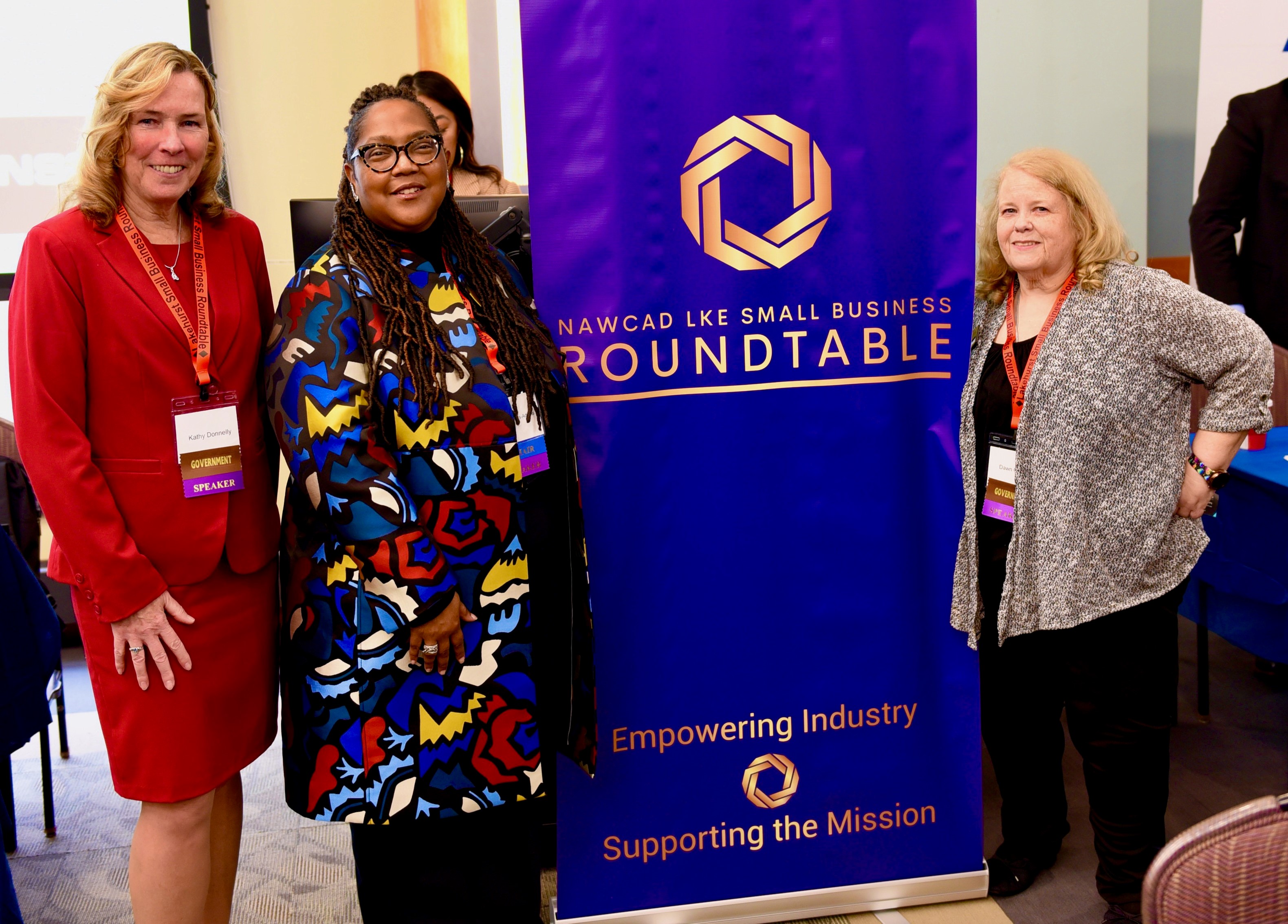 Naval Air Warfare Center Aircraft Division Lakehurst Executive Director Kathleen Donnelly with Small Business Roundtable Organizers