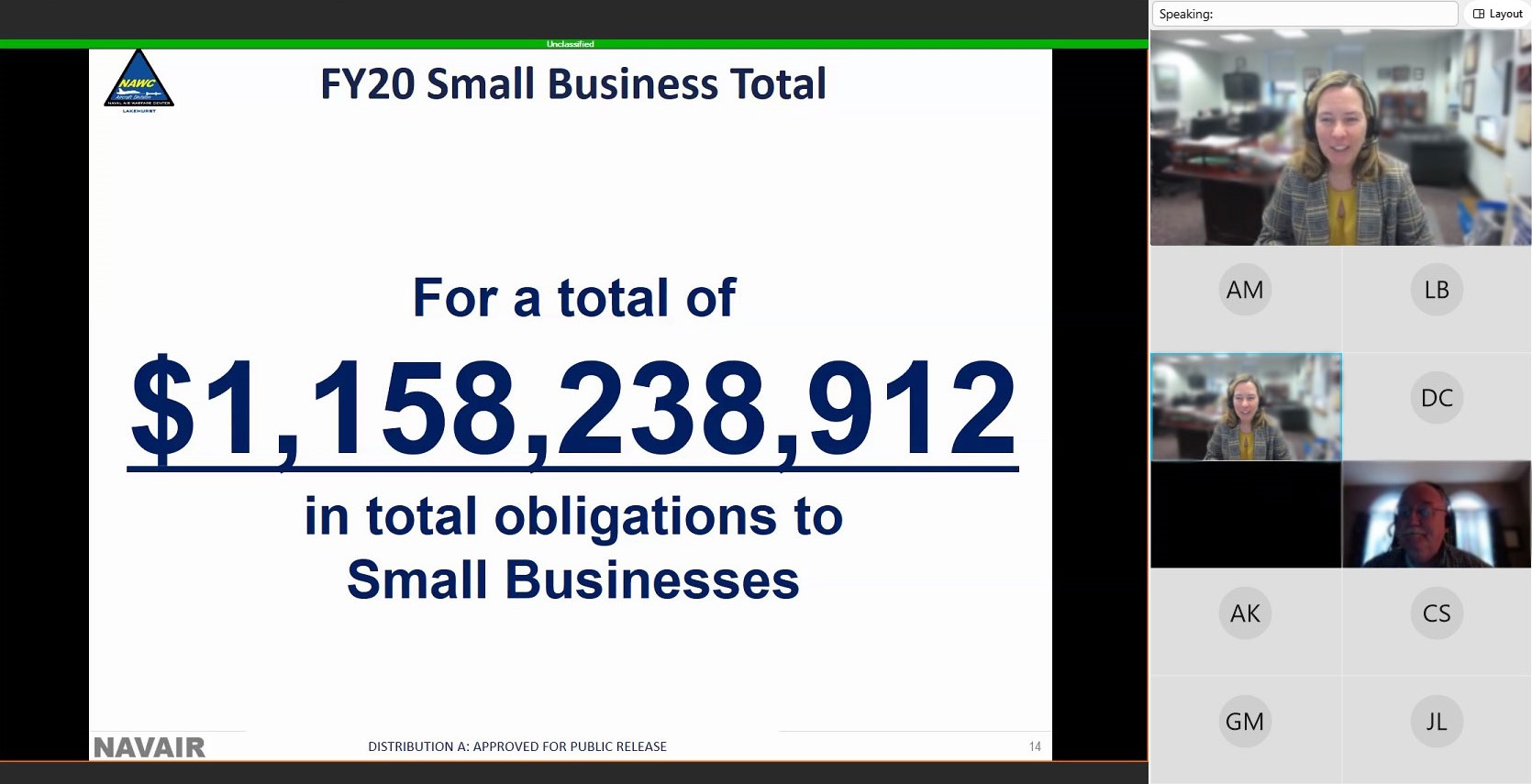 Screenshot of the virtual industry day showing the presentation and speakers