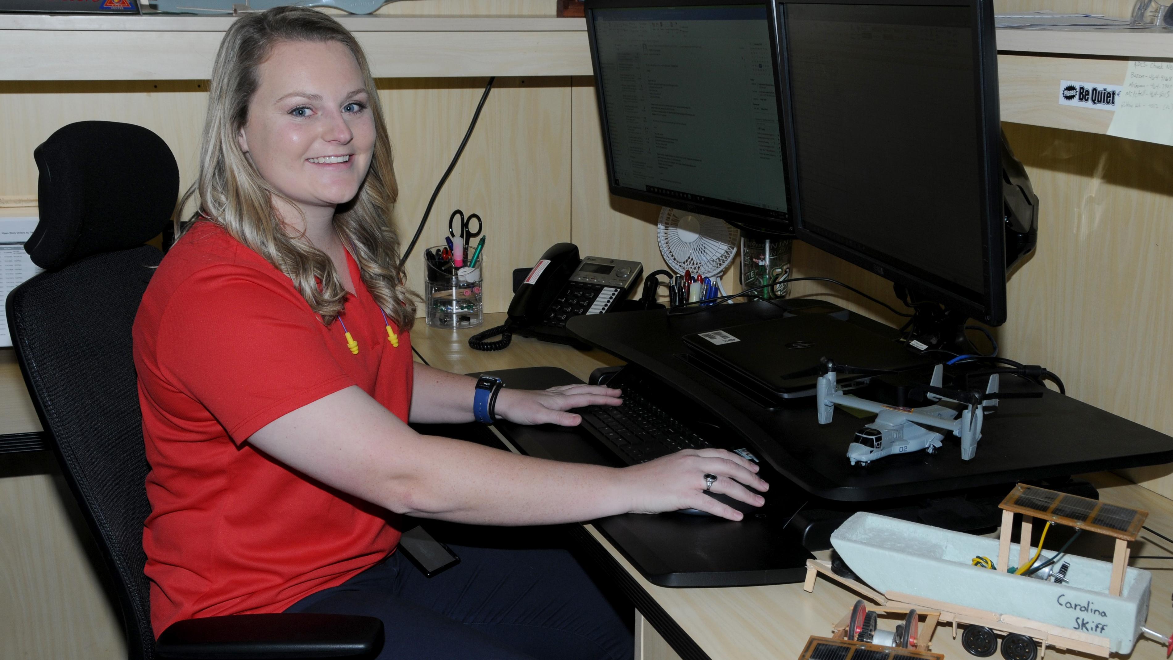 FRCE quality engineer Maddie Dunton at her desk
