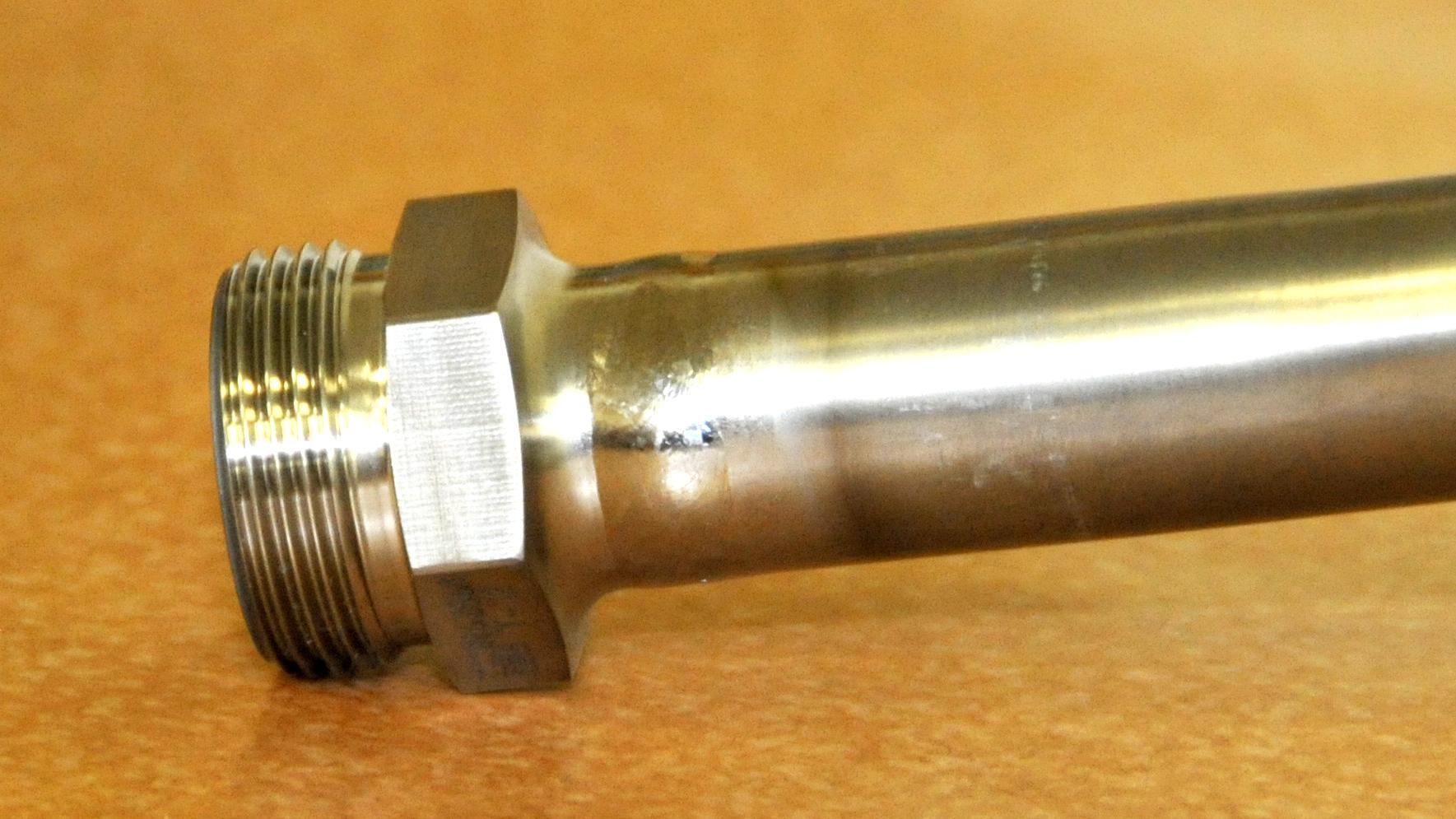 Completed orbital weld on titanium tube