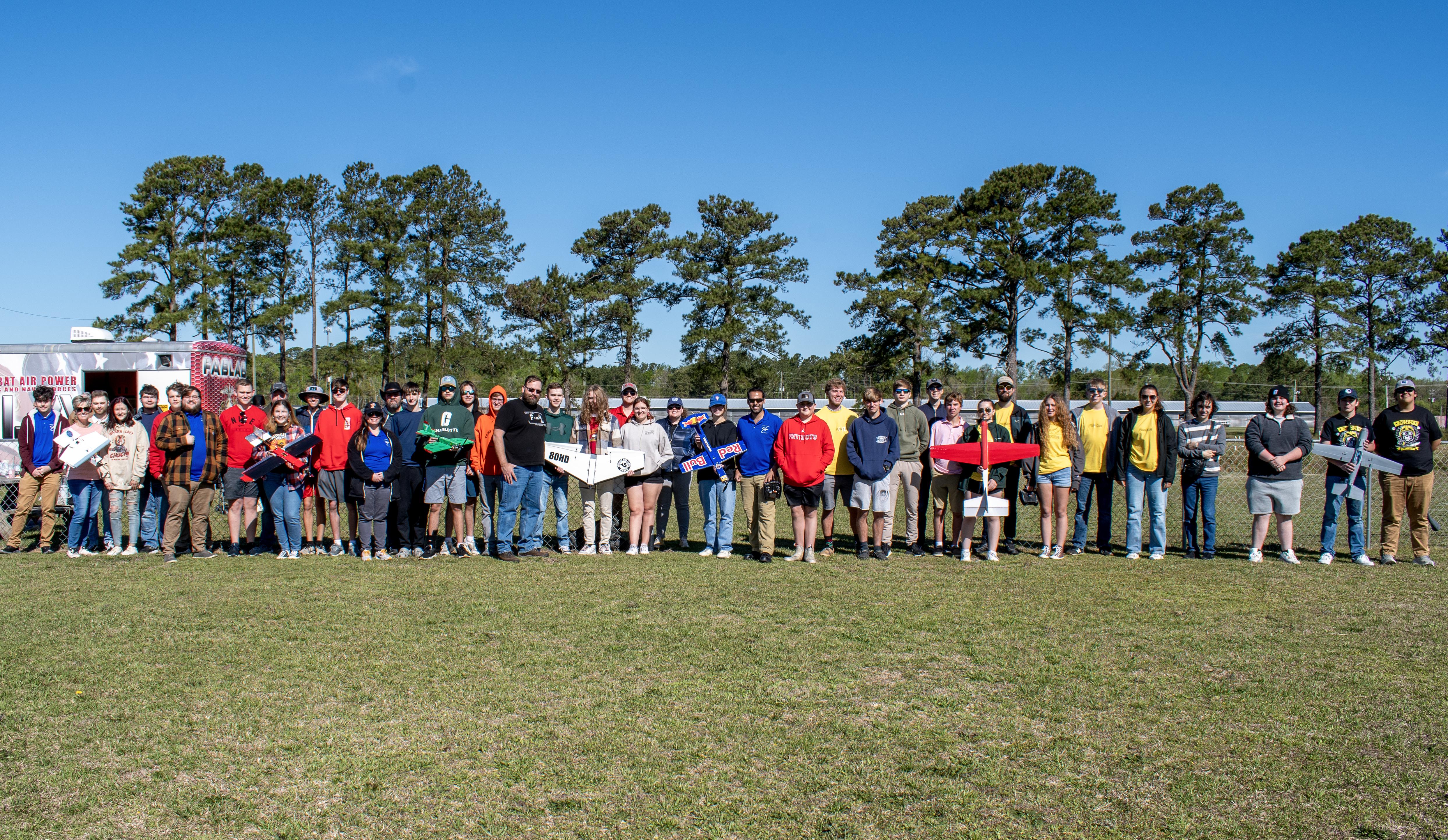 Large group of students outside