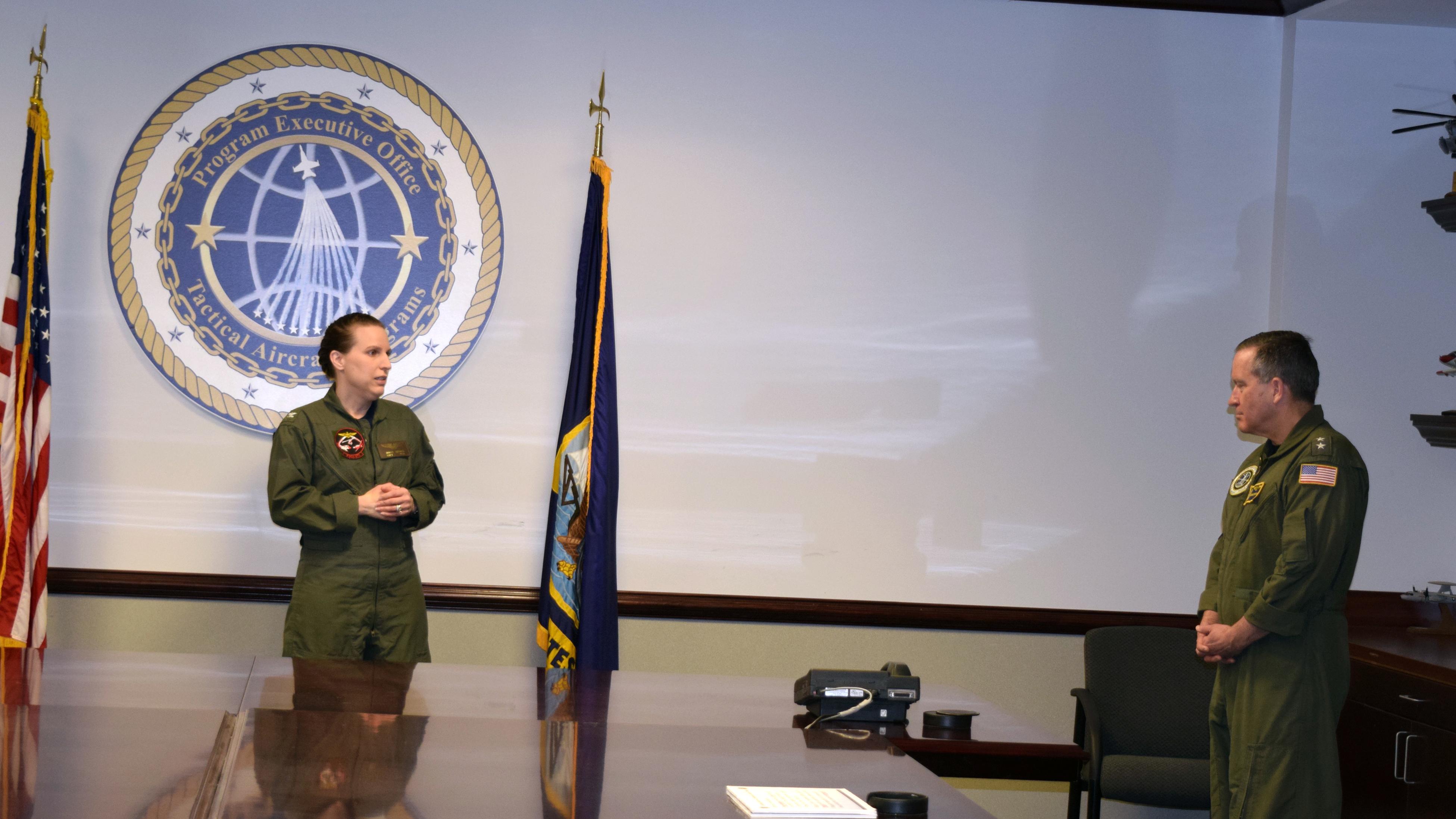 Capt. Holly Shoger and Rear Adm. Shane Gahagan