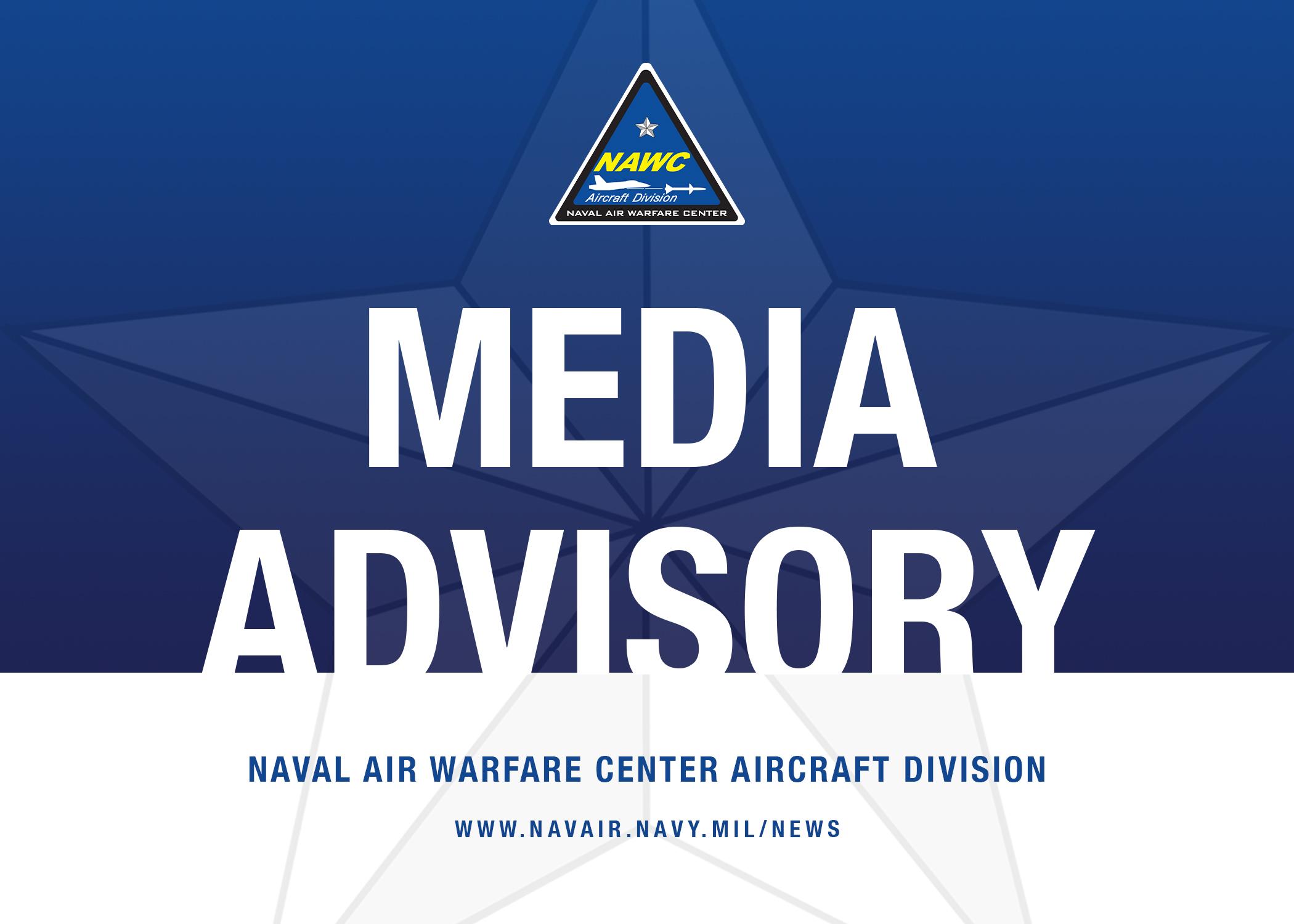 A graphic alerting media of an announcement for NAWCAD