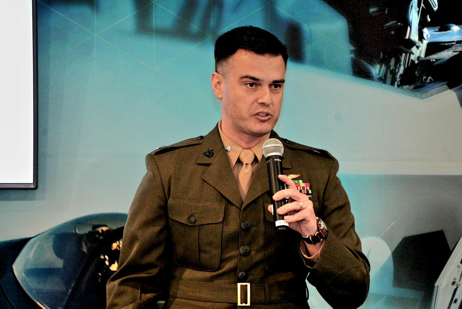 Lt. Col. Daniel Jewett, Strategic Military Director for Commander Fleet Readiness Center (COMFRC), explains the structure of the Fleet Readiness Centers as an enterprise.