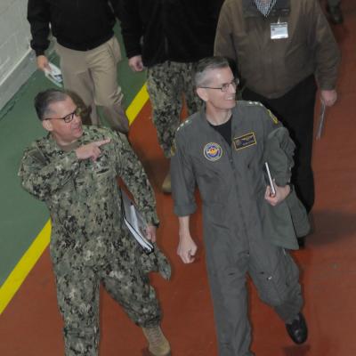 FRCE Commanding Officer Capt. Mark E. Nieto tours depot with NAVAIR CO