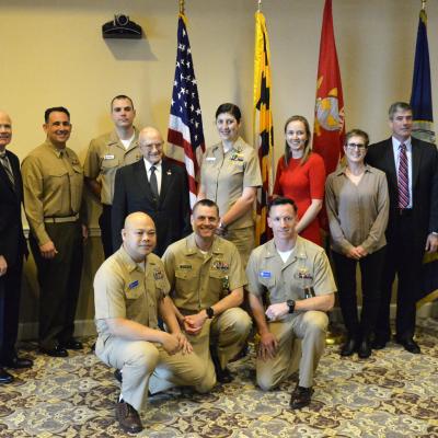Awardees and presenters at the Naval Test Wing Atlantic (NTWL) 2019 annual awards luncheon