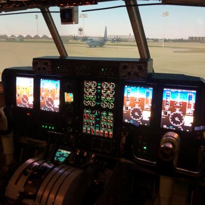 The view from one of the GoPro cameras installed in the C-130T Avionics Obsolescence Upgrade Operational Flight Trainer. The cameras allowed remote observation of live software tests by engineers in Maryland, New York, North Carolina, and Texas over a two-day period. 