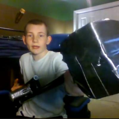 Boy displays invention he made as part of STEM educational challenge