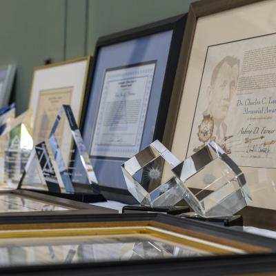 NAWCWD 2020 honorary awards displayed on table