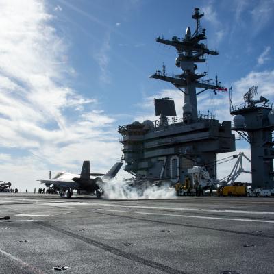 F-35C lands on USS Carl Vinson