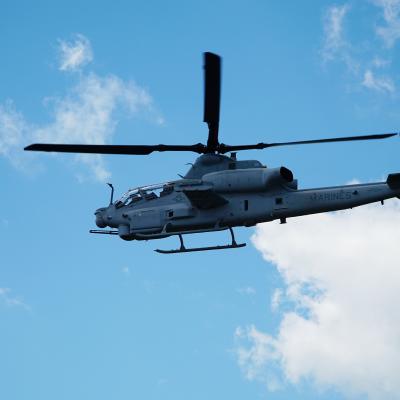 An AH-1Z Viper assigned to Air Test and Evaluation Squadron (HX) 21 takes off from Naval Air Station Patuxent River.