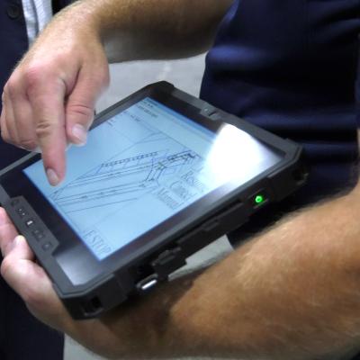 Tablet displays forklift path