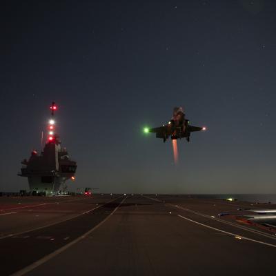F-35B night vertical landing aboard U.K. HMS Prince of Wales (R09)