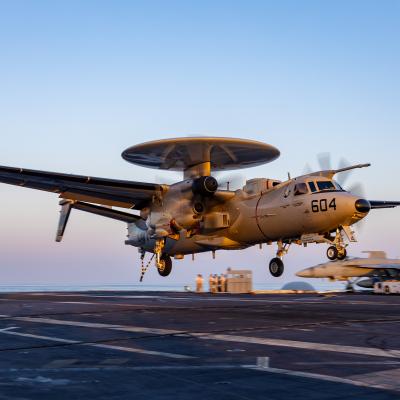 E-2D lands on aircraft carrier