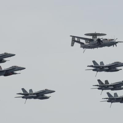 Carrier Air Wing (CVW) 11 fly over Nimitz Carrier Strike Force