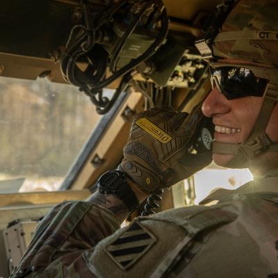 Soldier with communications equipment