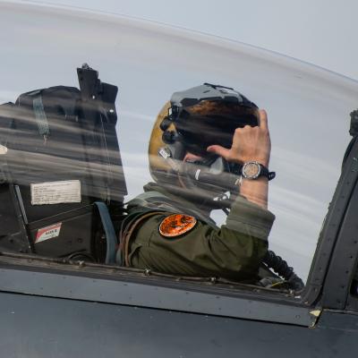 Air Force pilot in cockpit