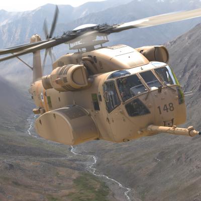 Artist rendering of an Israel CH-53K in a valley