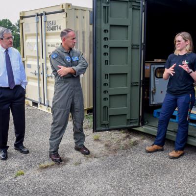 Rear Adm. Gavin Duff visited NAWCAD Lakehurst on July 15