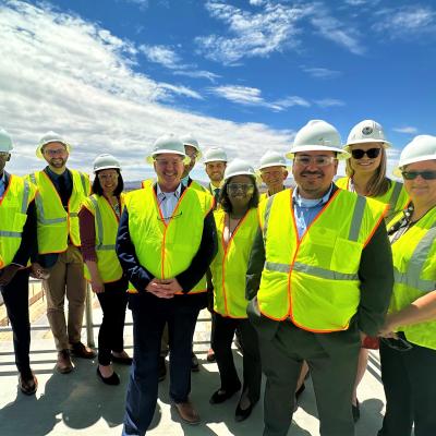 Participants from the NAVAIR Leadership Development Program 2020 cohort shown atop the newly constructed China Lake Air Traffic Control Tower.