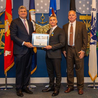 Assistant Secretary of the Air Force William LaPlante, Samuel Hotz and Principal Deputy Assistant Secretary (Manpower & Reserve Affairs) Robert Hogue pictured