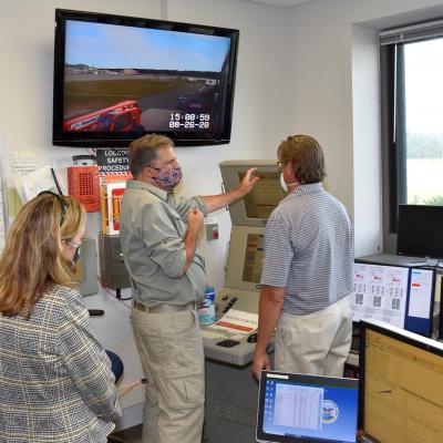 ASN(RDA) James Geurts visits the maintenance workstation for the Electromagnetic Aircraft Launch System