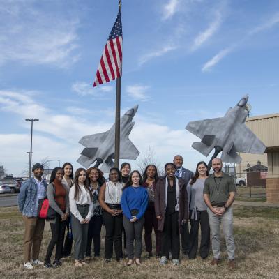 Group photo of Boys Hope Girls Hope tour of NAVAIR at Patuxent River, Maryland